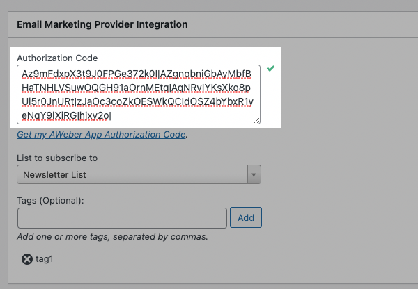 Navigate back to the form and paste in your Authorization Code
