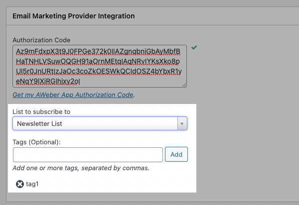 Select the list you would like subscribers to be added to