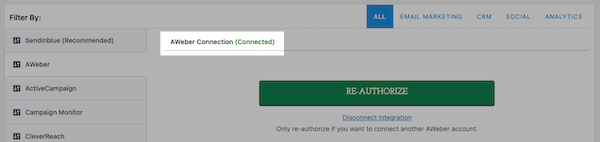 This should take you back to the Integrations tab confirming a successful integration
