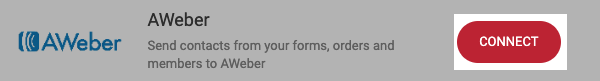 Locate AWeber from the available options and click Connect.