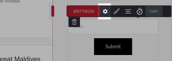 Return to the page editor, select your sign up form, and click the settings
  icon above the form.