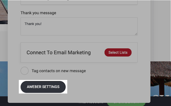At the bottom of the form settings window, click the AWeber Settings button.