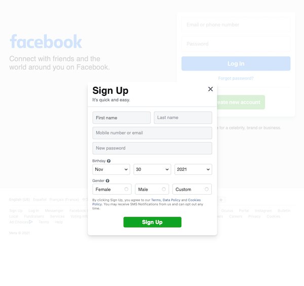 Complete Sign Up Information