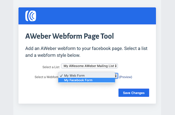 Select the Sign Up Form