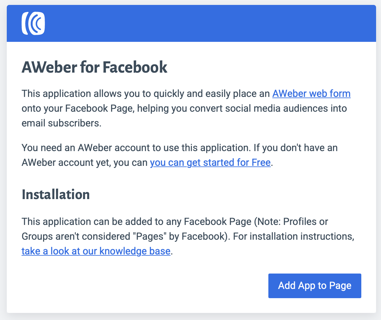 Click Add App to Page