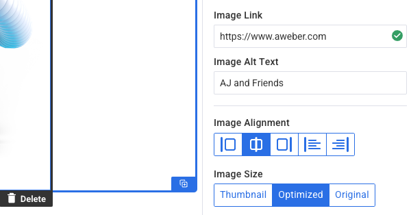 Image Link, Alt Text and Alignment Settings