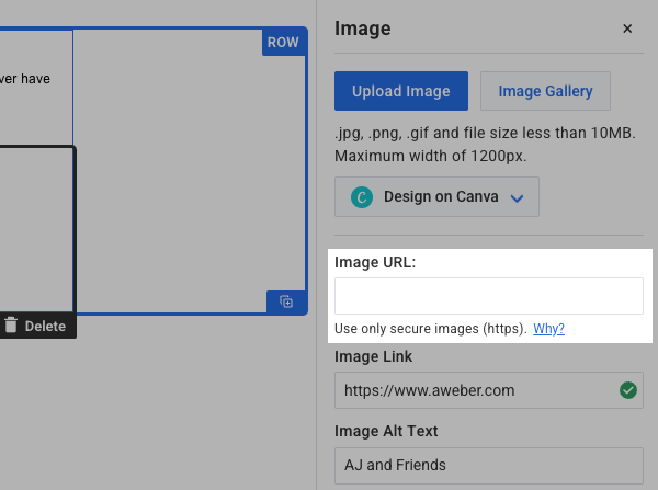 Add the Image URL in the corresponding field
