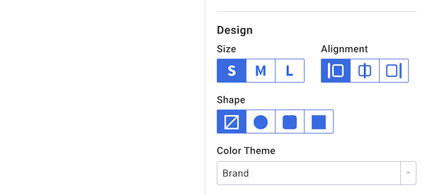 Edit the Size, Aligment, Shape and Color Theme of the Icons