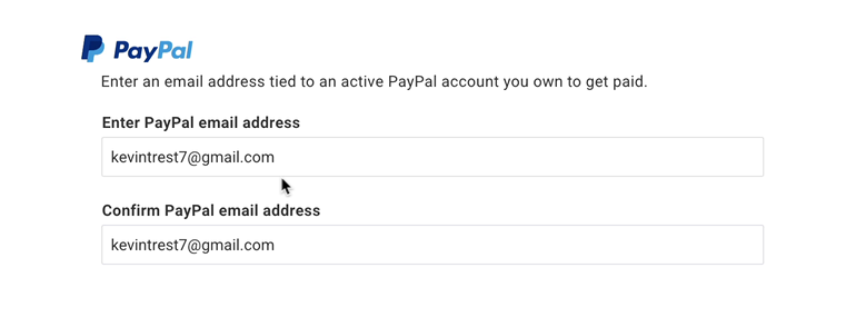 Enter PayPal email information