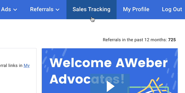 Click Sales Tracking tab