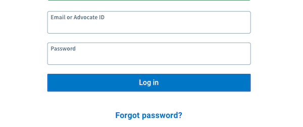 Login page