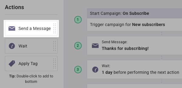 Add a Send a Message action
