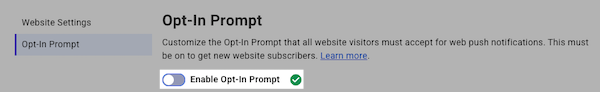 Opt-in prompt toggle