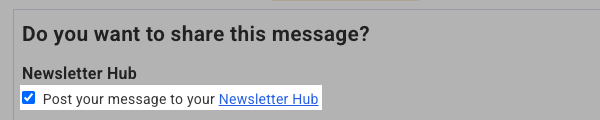 Newsletter Hub checkbox