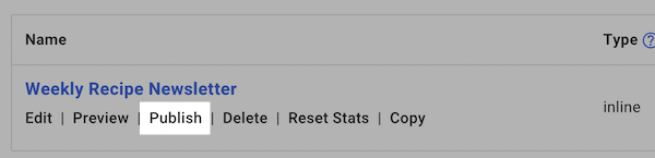 In the sign up forms tab, click publish on the form you want to edit