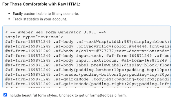 Copy the HTML code for later use