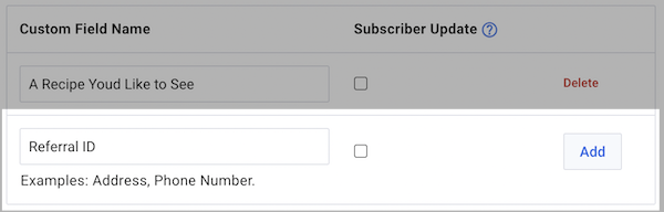 Enter the Field name and click add