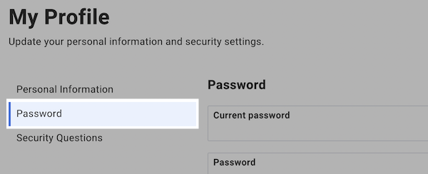 Select the Password option from the left-hand
  options