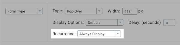 Click Recurrence dropdown for options