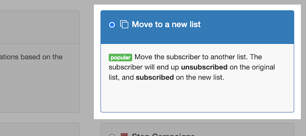 Select Move to a new list