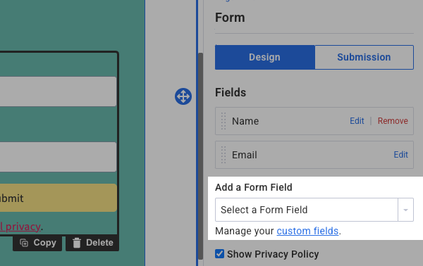 Add a form field options