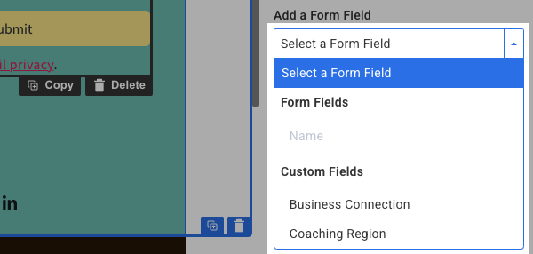 Select the field you would like to add