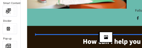 Bold blue line indicates where the element will be placed