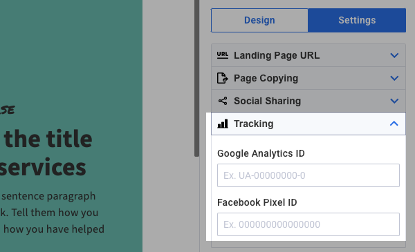 Landing Page Tracking Options