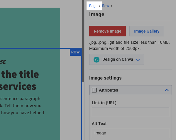Click the page button