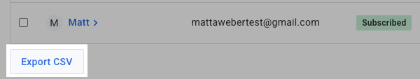 Export CSV button