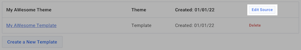 Click Edit Theme on the bottom-left of the template to edit the HTML or CSS