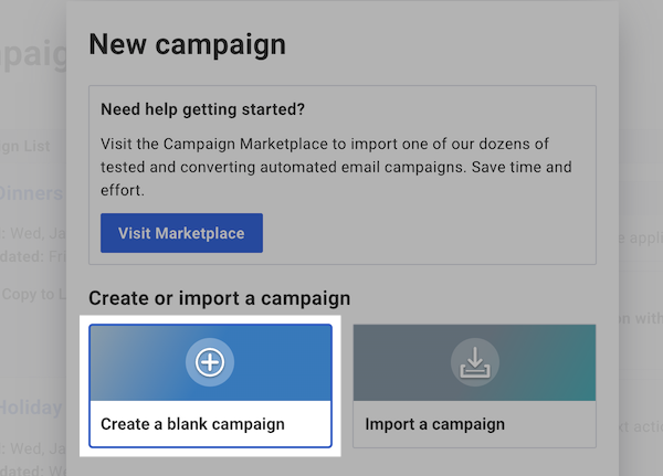 Create a Blank Campaign Option