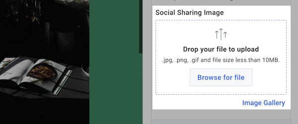 Drag & Drop block for uploading a social sharing image