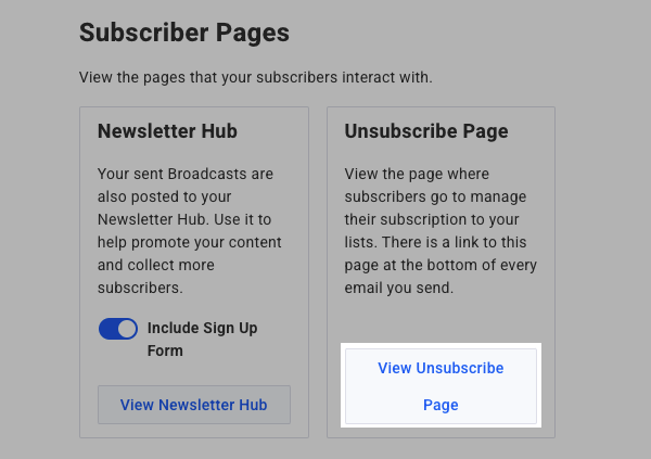 View Unsubscribe Page