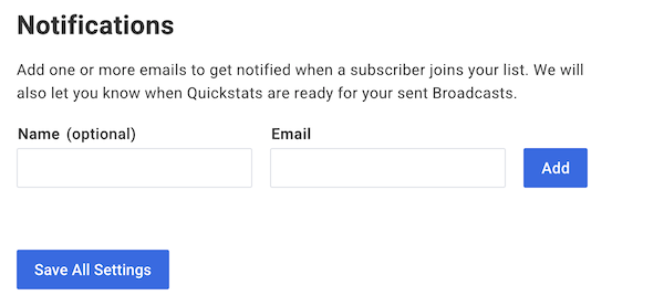 Notifications Settings in List Settings