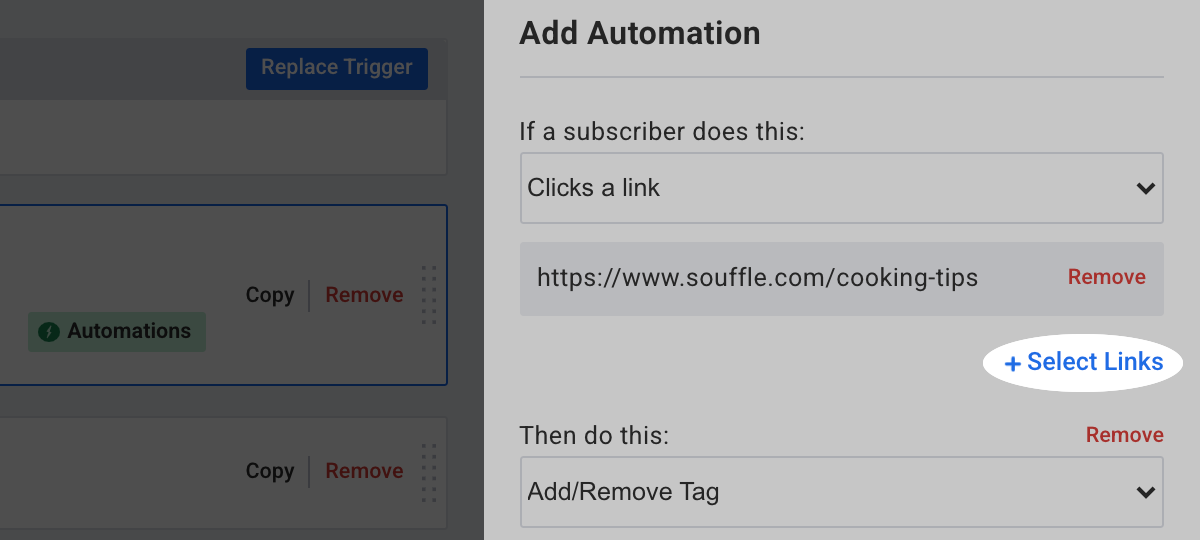 Select Links for Campaign Automation