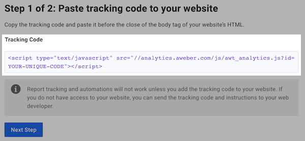Copy and install your tracking code