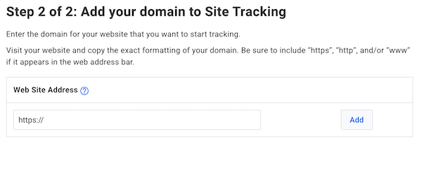 Enter your domain URL