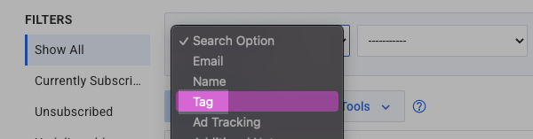 Tag search option