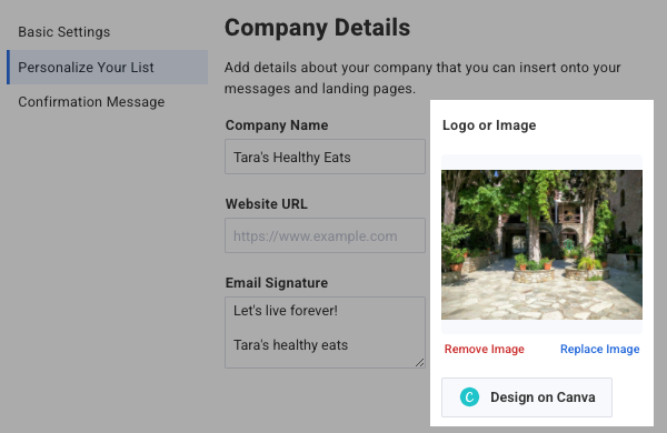 Upload your logo or design one with Canva
