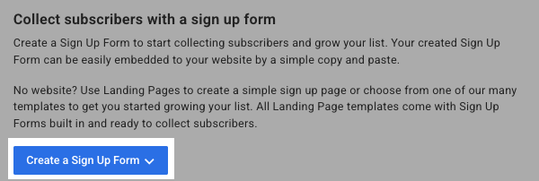 Click Create a Sign Up Form