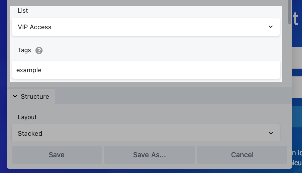 Select a list and add tags
