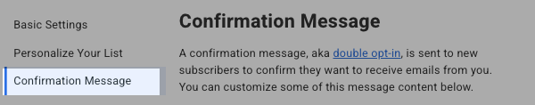 Click Confirmation Message