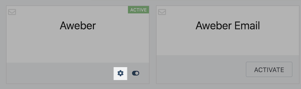 Select the settings gear logo on AWeber plugin