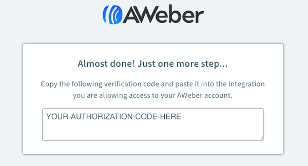 Copy the authorization code