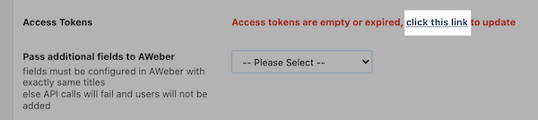 Click Link to Access tokens