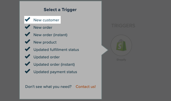 Select a trigger action