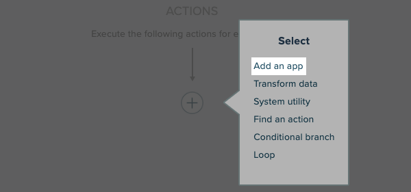 Select an action app