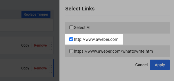 Click the links you want to use for automation