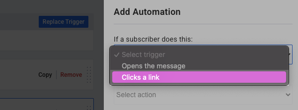 choose clicks a link from the drop down
